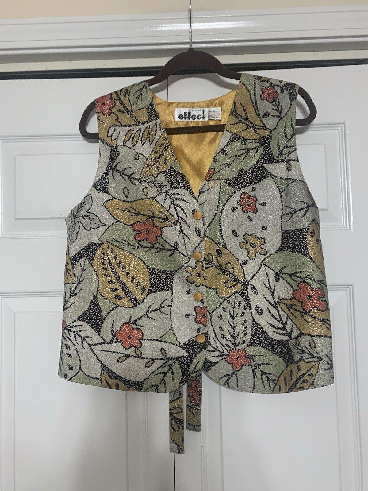 Vintage Creazioni Effeci Damen Weste M Boho Floral Blätter | Gg9 von Southernreseller