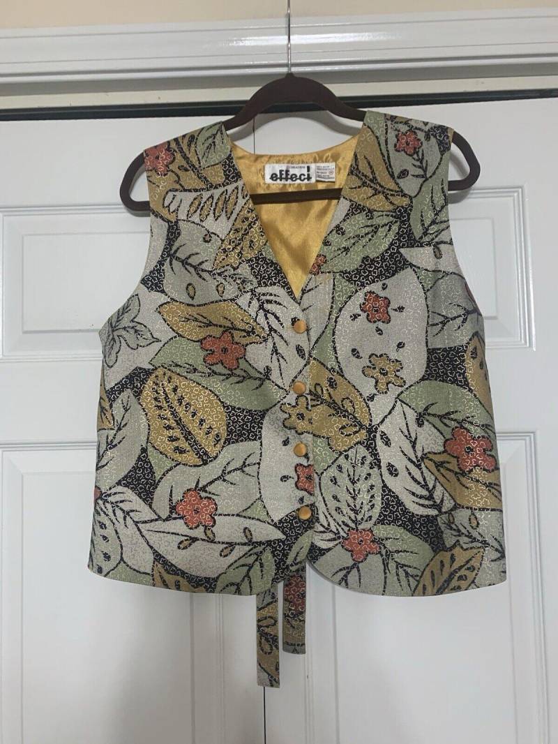 Vintage Creazioni Effeci Damen Weste M Boho Floral Blätter | Gg9 von Southernreseller