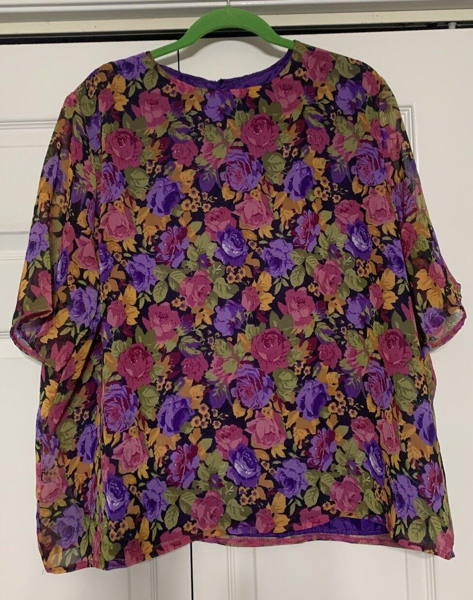 Vintage Handarbeit Floral Cottage Core Sheer Ärmel Top Tunika Bluse 2x | F34 von Southernreseller