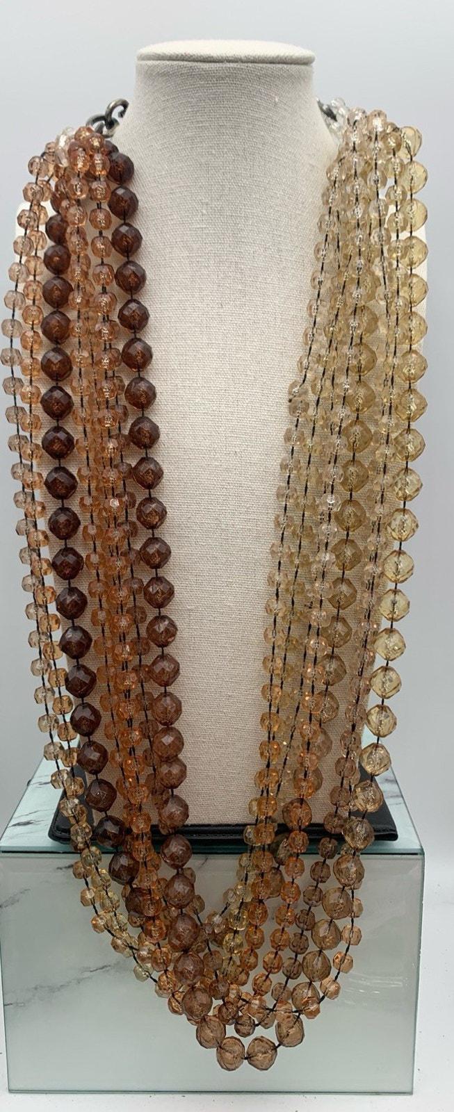 Vintage Multi Strang Facettierte Perlen Ombré Braun Smokey Perlen-Halskette von Southernreseller