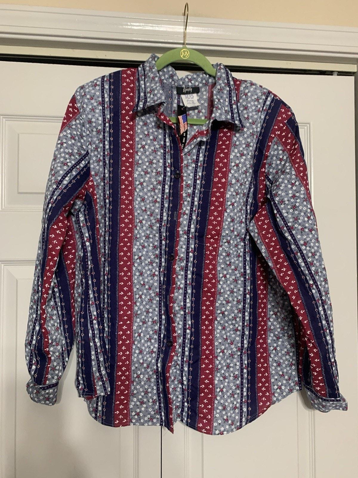 Vintage Neu Mit Etikett Florales Westernhemd Cottagecore Prairie Xl Shirt Top von Southernreseller