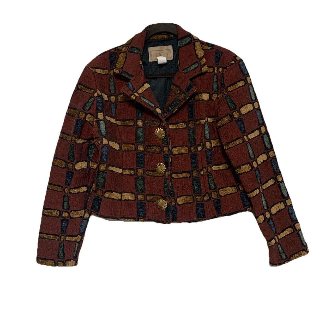 Vintage Painted Pony Boho Artsy Cord Patchwork Cool Buttons Jacke Blazer L von Southernreseller