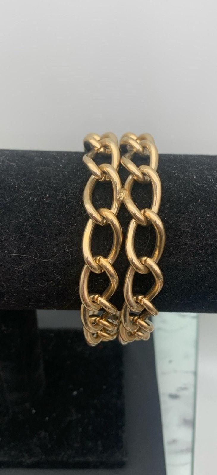 Vintage Pegasus Coro Klobige Gold-Ton Doppelt Kettenglied Armband Signiert von Southernreseller