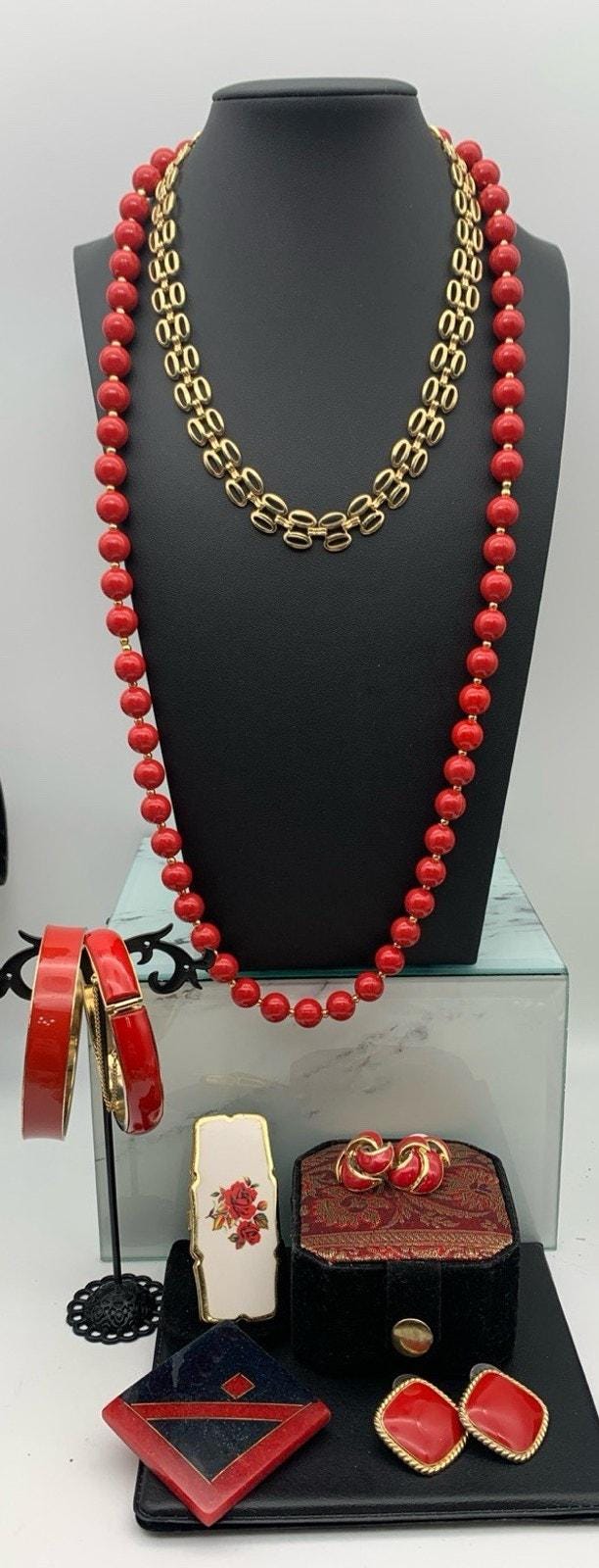 Vintage Rot & Gold Ton Schmuck Und Accessoire Lot von Southernreseller