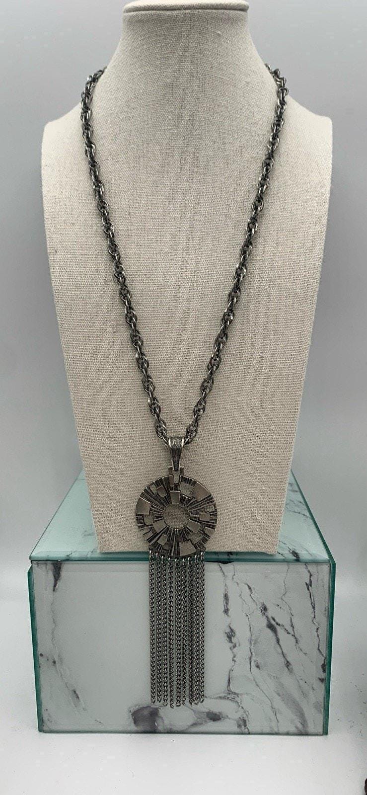 Vintage Sarah Coventry „Spanish Moss" Silberfarbene Boho Whimsical Halskette Signiert von Southernreseller