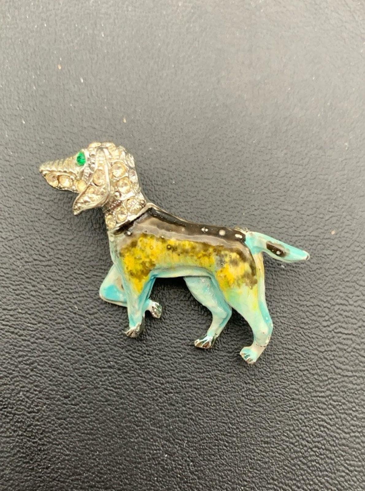 Vintage Silber Ton Strass & Emaille Pointer Hund Brosche Pin von Southernreseller