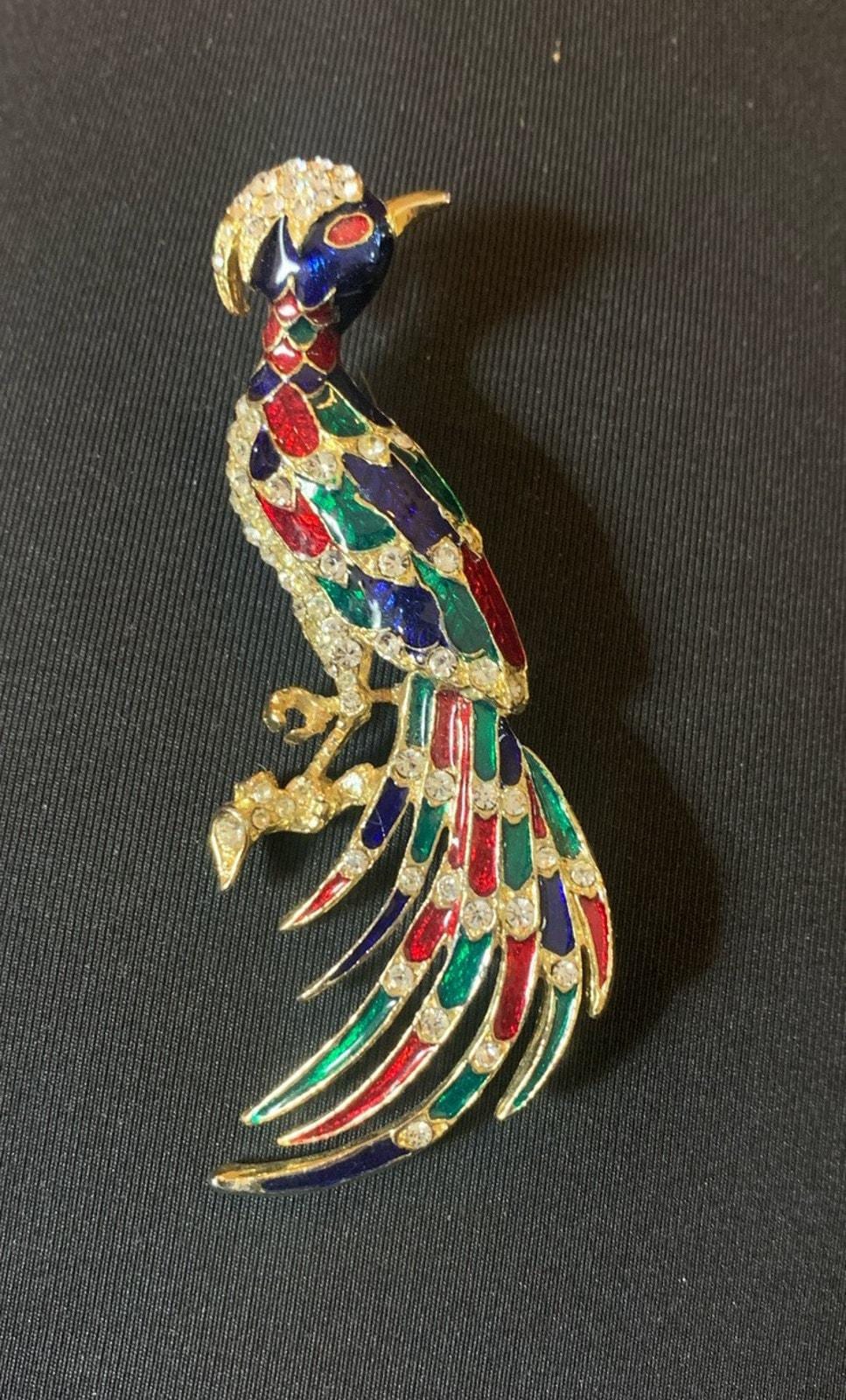 Vintage Statement Brosche Bunt Paradiesvogel/Pfau Bling Beauty von Southernreseller