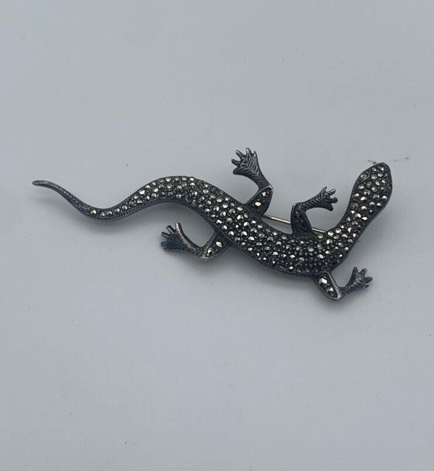 Vintage Sterling Silber 925 Markasit Gecko Eidechse Brosche J259 von Southernreseller