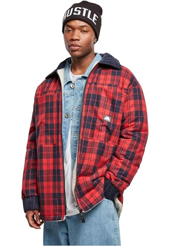 Southpole Herren Check Flannel Sherpa Jacket red, S von Southpole