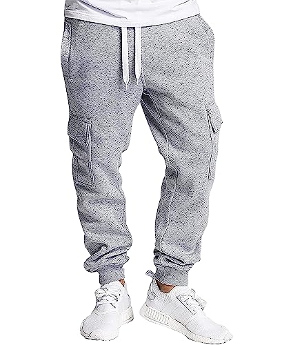 Southpole Herren Active Basic Jogger Fleece Pants Jogginghose, Grau Meliert (C), L von Southpole