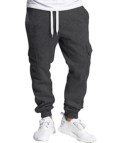Southpole Herren Active Basic Jogger Fleece Pants Jogginghose, Heather Charcoal (Cargo), 4XL Große Größen Tall von Southpole