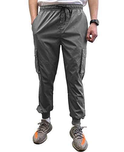 Southpole Herren Men's Nylon Warm-up Cargo Jogger Pants Lässige Hose, Grey Tech Woven, Mittel von Southpole