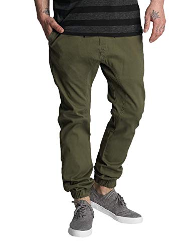 Southpole Herren Basic Stretch Twill Jogger Hose, Reg und Big & Tall Größen, olivgrün, Groß von Southpole