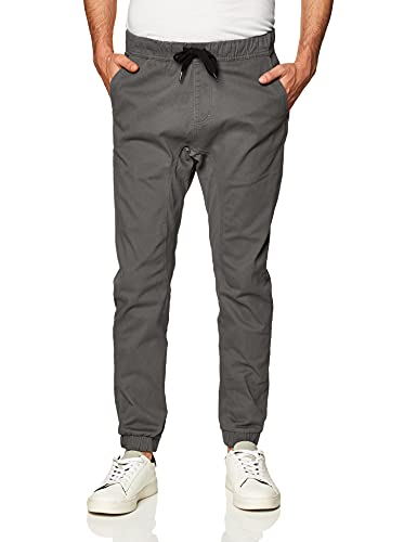 Southpole Herren Basic Stretch Twill Jogger Pants - Reg And Big & Tall Sizes基本弹力斜纹慢跑裤 常规和加大和加长尺寸기본 스트레치 트윌 조거 팬츠 Freizeithosen, Dunkelgrau, M von Southpole