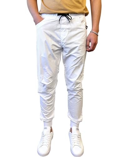 Southpole Tech Jogger Herren-Hybrid-Trainingshose, leicht, gewebt, Weiss/opulenter Garten, X-Groß von Southpole