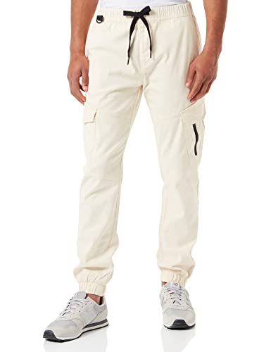 Southpole Herren Cargo Jogger W/Zipper & D-Ring Hose, Creme, S von Southpole