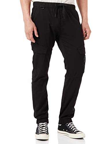 Southpole Herren Cargo Jogger W/Zipper & D-Ring Hose, Jet Black, S von Southpole