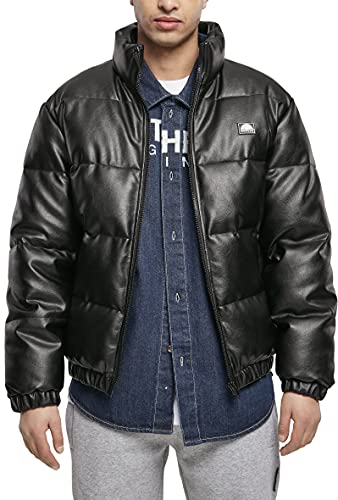 Southpole Herren Imitation Leather Bubble Jacket Jacke, Black, XL von Southpole