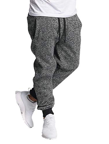 Southpole Herren Fleece-Sweatpants – Normale Größen Trainingshose, Schwarz (meliert), M von Southpole
