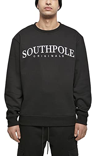 Southpole Herren Script 3D Embroidery Crew Sweatshirt, Black, S von Southpole