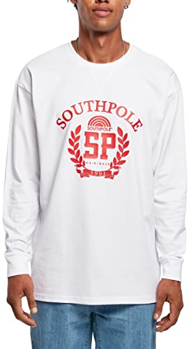 Southpole Herren Southpole College Longsleeve T-Shirt, Weiß, XXL von Southpole