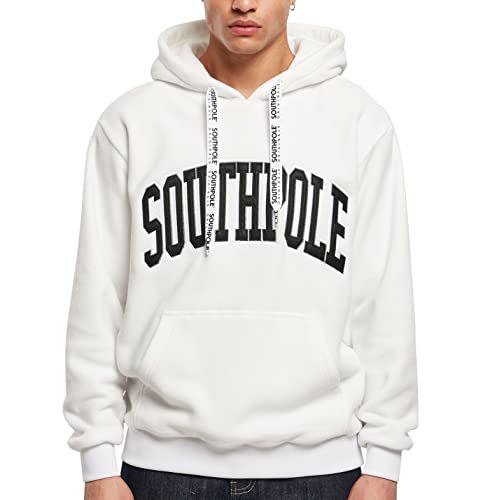 Southpole Men's College Hoody Sweatshirt, White, M von Southpole