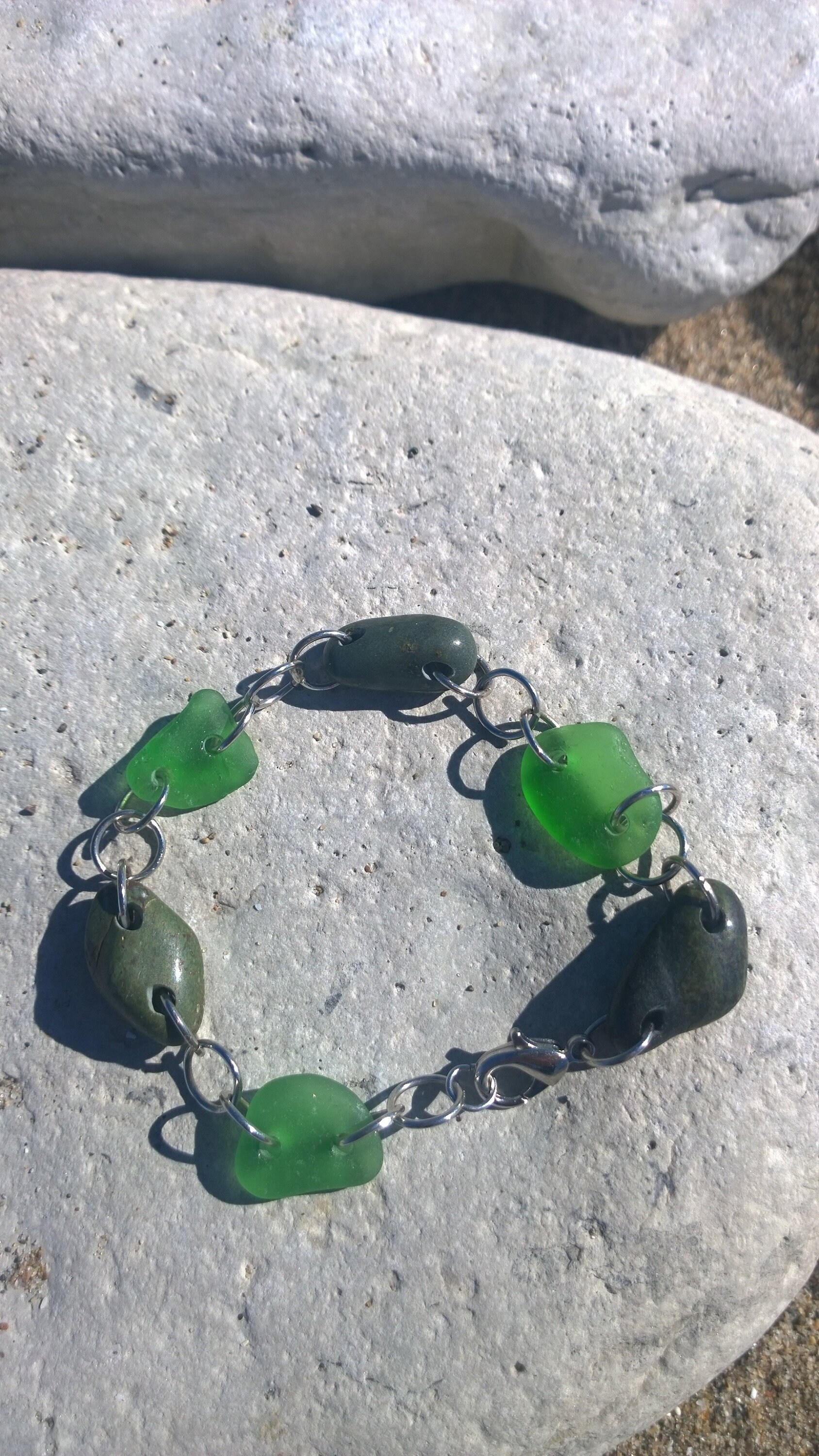 Grünen See Michigan Stein Und Strand Glasarmband Grünen See Michigan Stein Und Strand Glasarmband von Southportstones