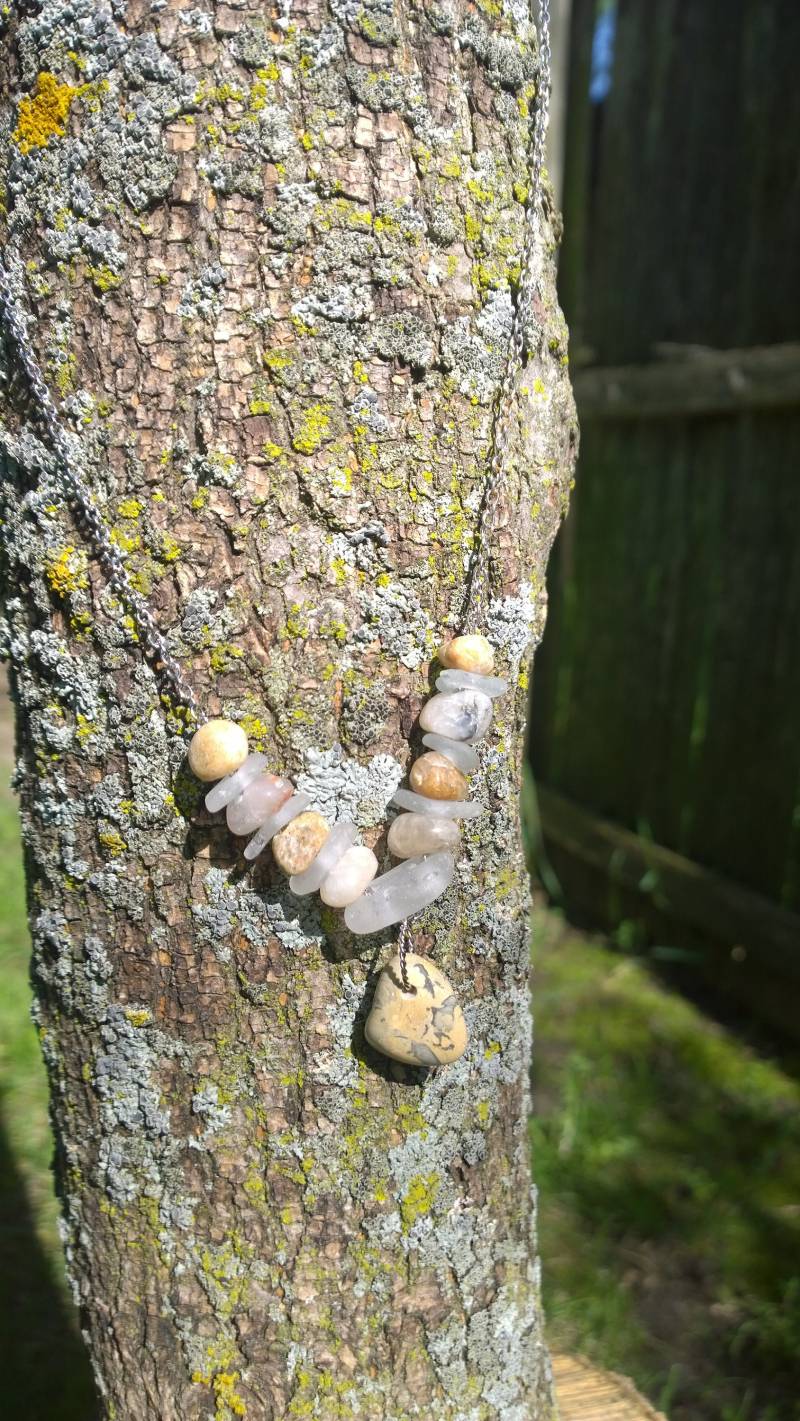 Helle, Lake Michigan Stein Und Strand Glas Halskette Helle, Lake Michigan Stein Und Strand Glas Halskette von Southportstones