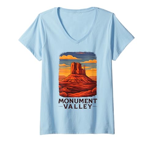Damen Monument Valley, Colorado, Utah, Arizona-Plateau, Ureinwohner der Navajo T-Shirt mit V-Ausschnitt Damen Monument Valley, Colorado, Utah, Arizona-Plateau, Ureinwohner der Navajo T-Shirt mit V-Ausschnitt von Southwest Valley Nature Apparel