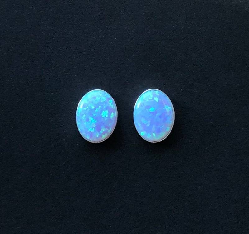 6 X 8 Mm Blauer Opal Oval Ohrstecker - Sterling Silber von SouthwestTQ