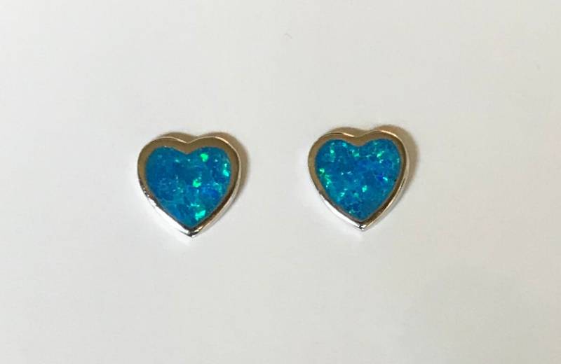 Blaue Opal Herz Form Ohrstecker, Post Ohrringe 5mm, 7mm Blaue Opal Herz Form Ohrstecker, Post Ohrringe 5mm, 7mm von SouthwestTQ