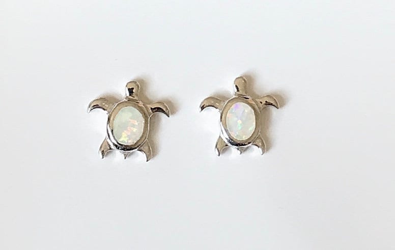 Opal Schildkröte Form Ohrstecker - Weißer Blauer Sterling Silber Kleine Opal Schildkröte Form Ohrstecker - Weißer Blauer Sterling Silber Kleine von SouthwestTQ