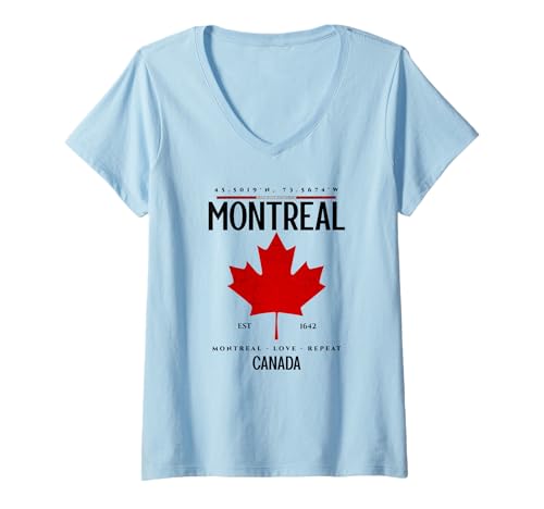 Damen Montreal Kanada Reise Souvenirs Reise T-Shirt mit V-Ausschnitt Damen Montreal Kanada Reise Souvenirs Reise T-Shirt mit V-Ausschnitt von Souvenir From Montreal Outfits