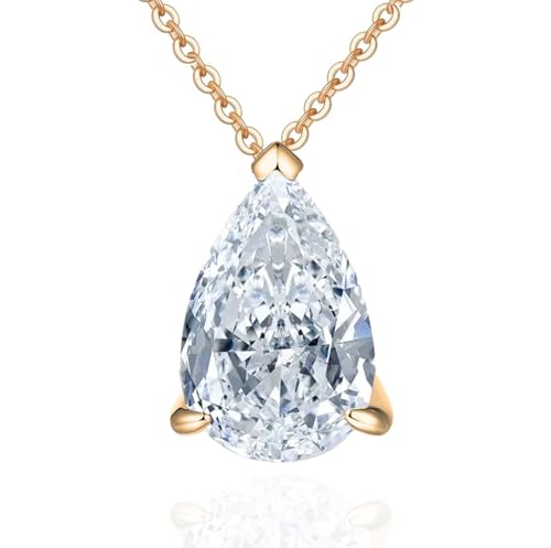 Damen-Halskette Gold 18 K – Schmuck Anhänger raffiniert – April – Halskette Monat Engelstränen – Geburtsstein – Geschenkidee – Damenschmuck vergoldet – Halskette mit Anhänger – hypoallergen – Geschenk von Souvenir Magique