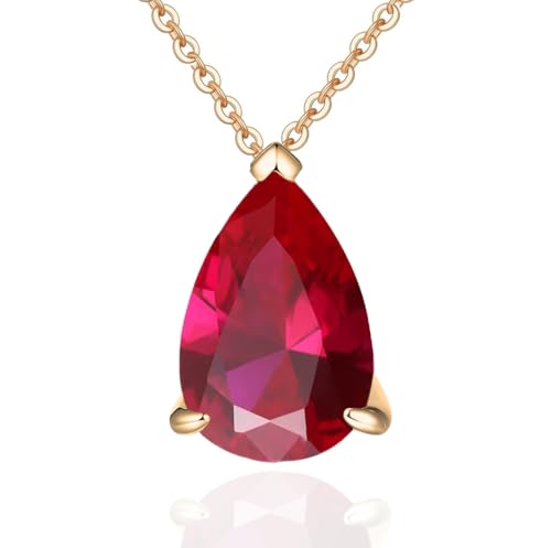 Damen-Halskette Gold 18 K – Schmuck mit Anhänger raffiniert – Juli – Halskette Monat Engelstränen – Geburtsstein – Geschenkidee – Damenschmuck vergoldet – Halskette mit Anhänger – Hypoallergen von Souvenir Magique