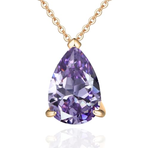 Damen-Halskette Gold 18 K – Schmuck mit Anhänger raffiniert – Juni – Halskette Monat Engelstränen – Geburtsstein – Geschenkidee – Damenschmuck vergoldet – Halskette mit Anhänger – hypoallergen von Souvenir Magique
