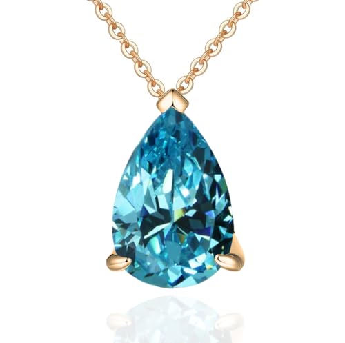 Damen-Halskette Gold 18 K – Schmuck mit Anhänger raffiniert – März – Halskette Monat Engelstränen – Geburtsstein – Geschenkidee – Damenschmuck vergoldet – Halskette mit Anhänger – hypoallergen Damen-Halskette Gold 18 K – Schmuck mit Anhänger raffiniert – März – Halskette Monat Engelstränen – Geburtsstein – Geschenkidee – Damenschmuck vergoldet – Halskette mit Anhänger – hypoallergen von Souvenir Magique