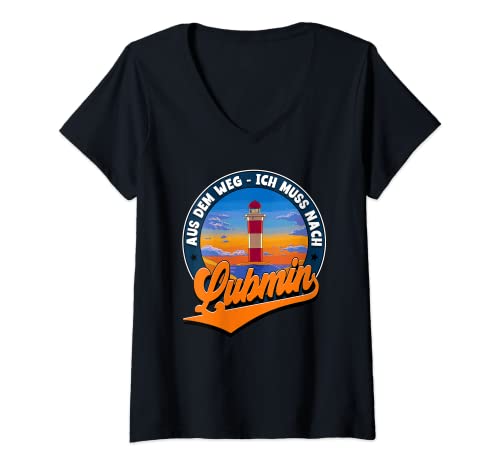 Damen Lubmin T-Shirt mit V-Ausschnitt Damen Lubmin T-Shirt mit V-Ausschnitt von Souvenir Ostseebad Lubmin