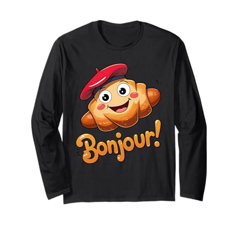 Kids France Cute Croissant Baskenmütze Französisch Sprache Bonjour Langarmshirt von Souvenir Paris France Toddlers Teens Boys Girls