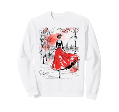 Pariser Nachtspaziergang Art Romantische Paris Frauen Sweatshirt Pariser Nachtspaziergang Art Romantische Paris Frauen Sweatshirt von Souvenir Shirt