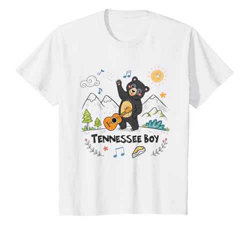 Tennessee Bear Boy spielt Gitarre, Naturszene, TN Kids T-Shirt Tennessee Bear Boy spielt Gitarre, Naturszene, TN Kids T-Shirt von Souvenir Shirt