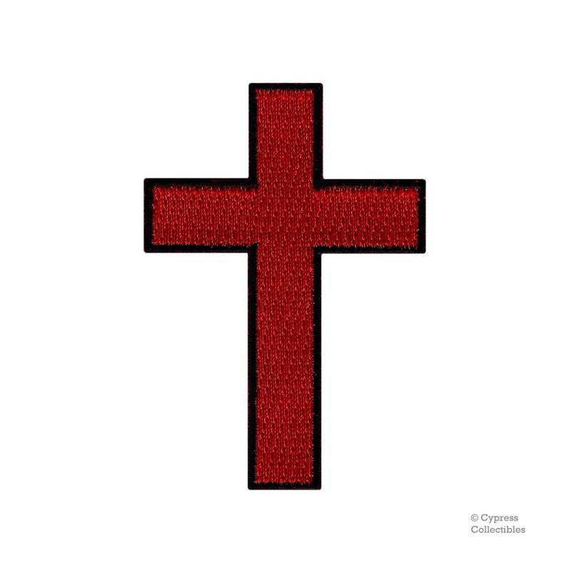 Christian Cross Patch Rot/Schwarz Aufbügler Gestickte Religiöse Biker Applikation von SouvenirPatch