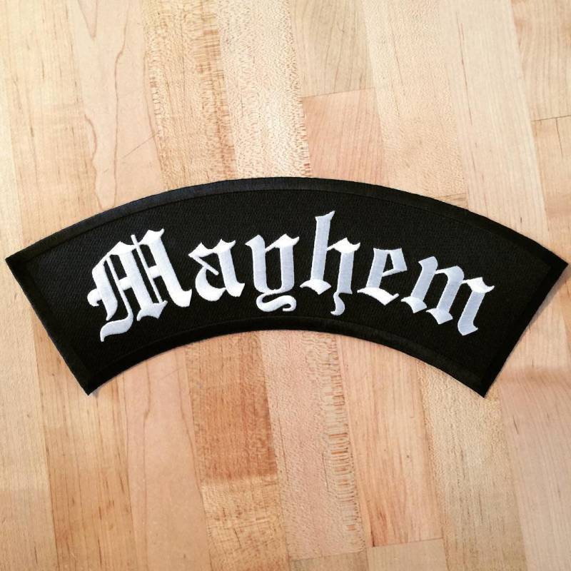 Großer Mayhem Biker Patch Bügelbild Bestickt Applikation Motorrad Spruch Emblem Choppers Rebel Rider von SouvenirPatch