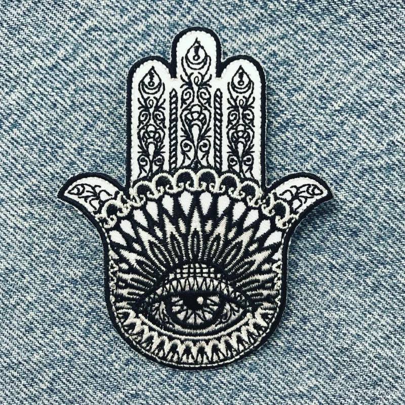 Hamsa Hand Patch Gestickte Aufbügler Hand Der Fatima Emblem Hamza Khamsah Auge von SouvenirPatch