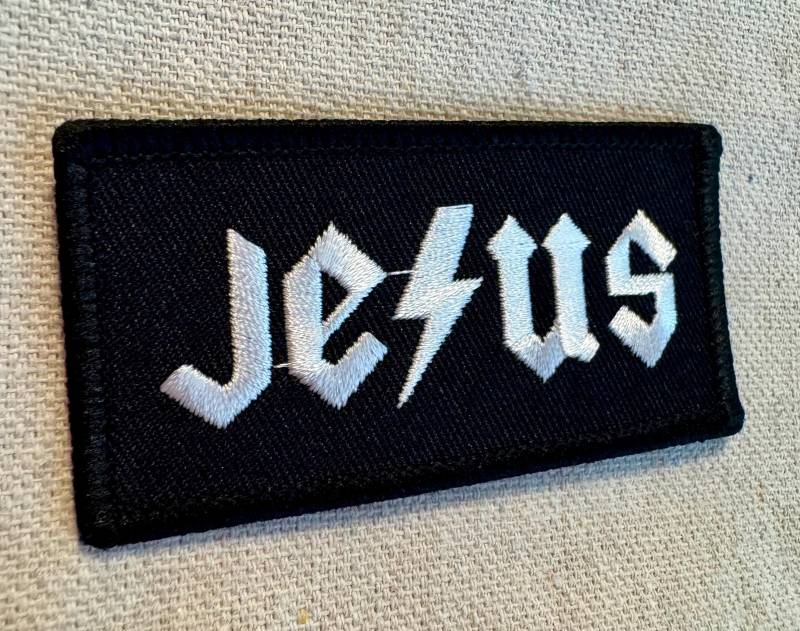 Jesus Bolt Patch Bügelbild Biker Applikation Religiös Christlich Christus von SouvenirPatch