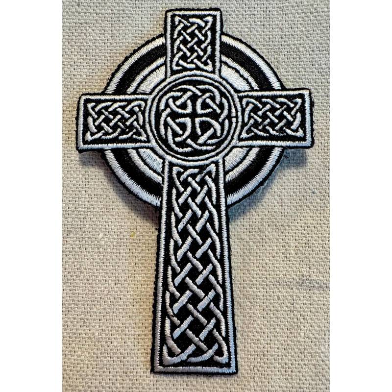 Keltic Cross Patch Aufnäher Gestickt Irisch Weiß Applikation von SouvenirPatch