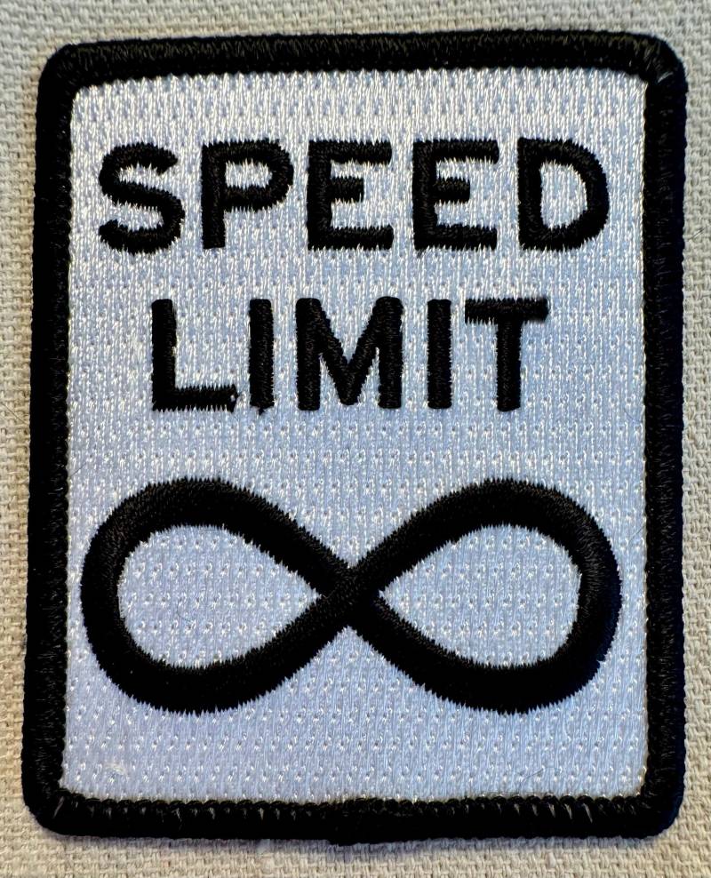 No Speed Limit Aufnäher Zum Aufbügeln Gestickte Applikation Straßenschild Infinity Landstraße Emblem Biker von SouvenirPatch