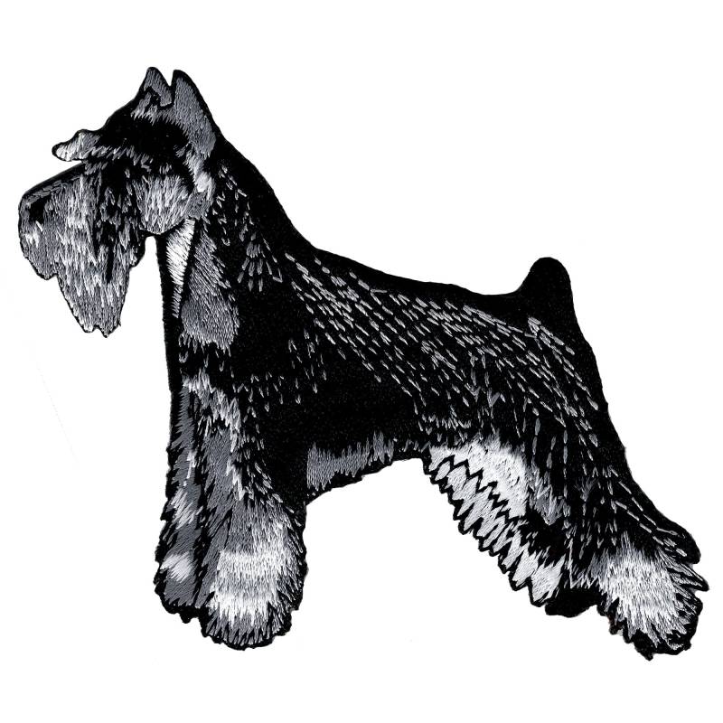 Schnauzer Hund Aufnäher Gestickt Mini Riese Standard Miniatur Hund Schwarz von SouvenirPatch