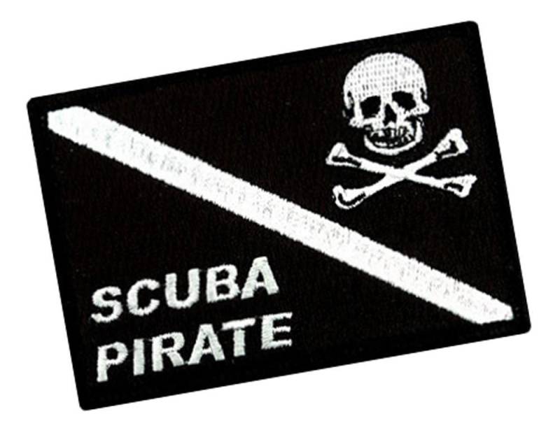 Scuba Pirate Patch Schwarze Taucher Down Flagge Aufbügler Gestickte Applikation Jolly Roger Skull Crossbones von SouvenirPatch