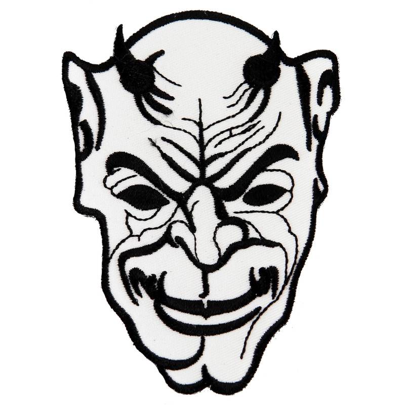 White Demon Patch Gestickte Applikation Skelett Totenkopf Böser Teufel Symbol Biker von SouvenirPatch
